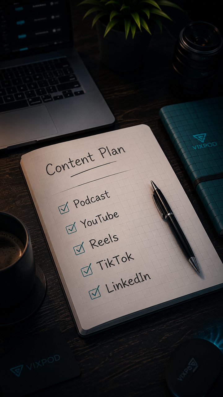 Content planning workflow for podcasts and social video