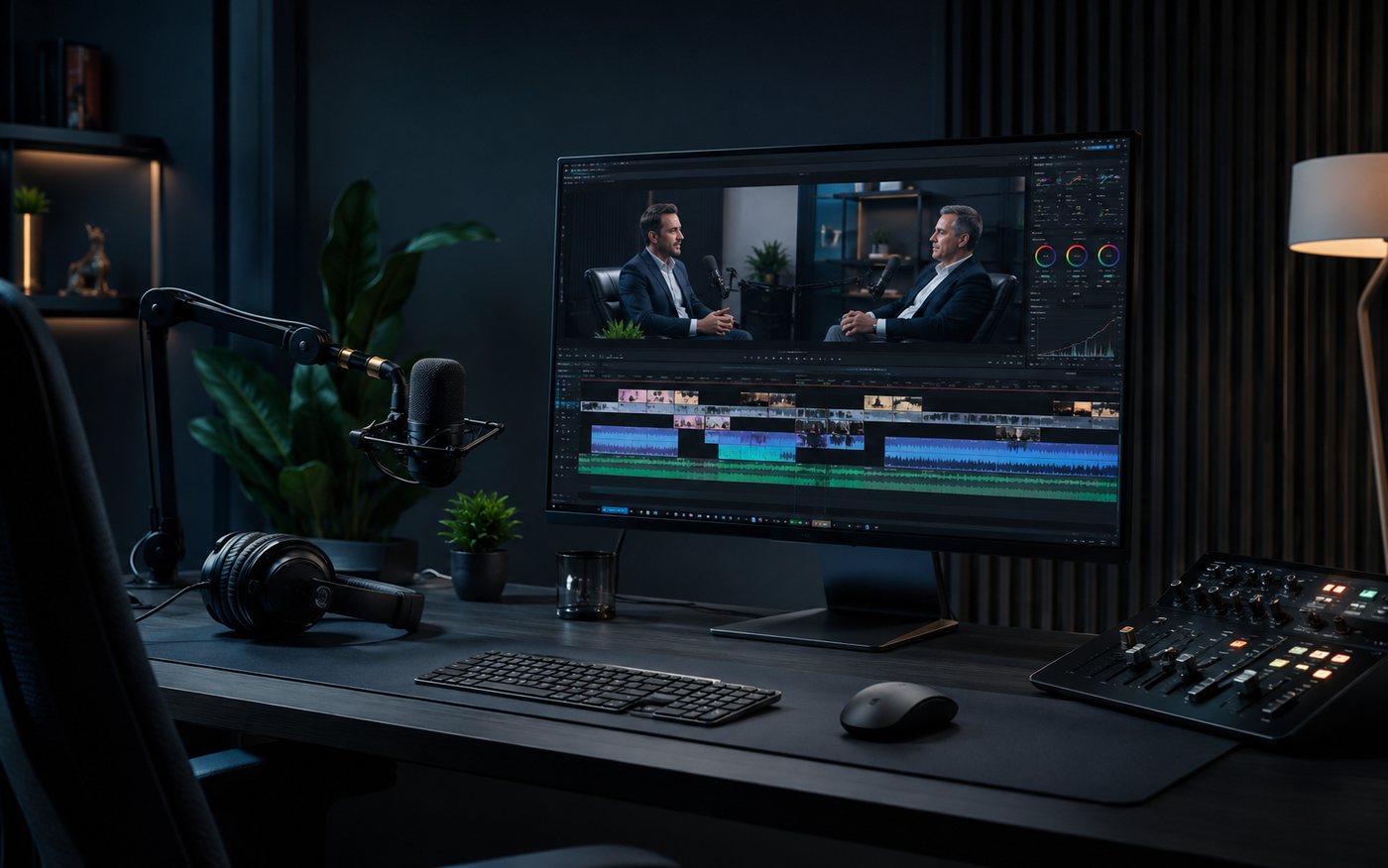 Long-form real-estate podcast editing workstation